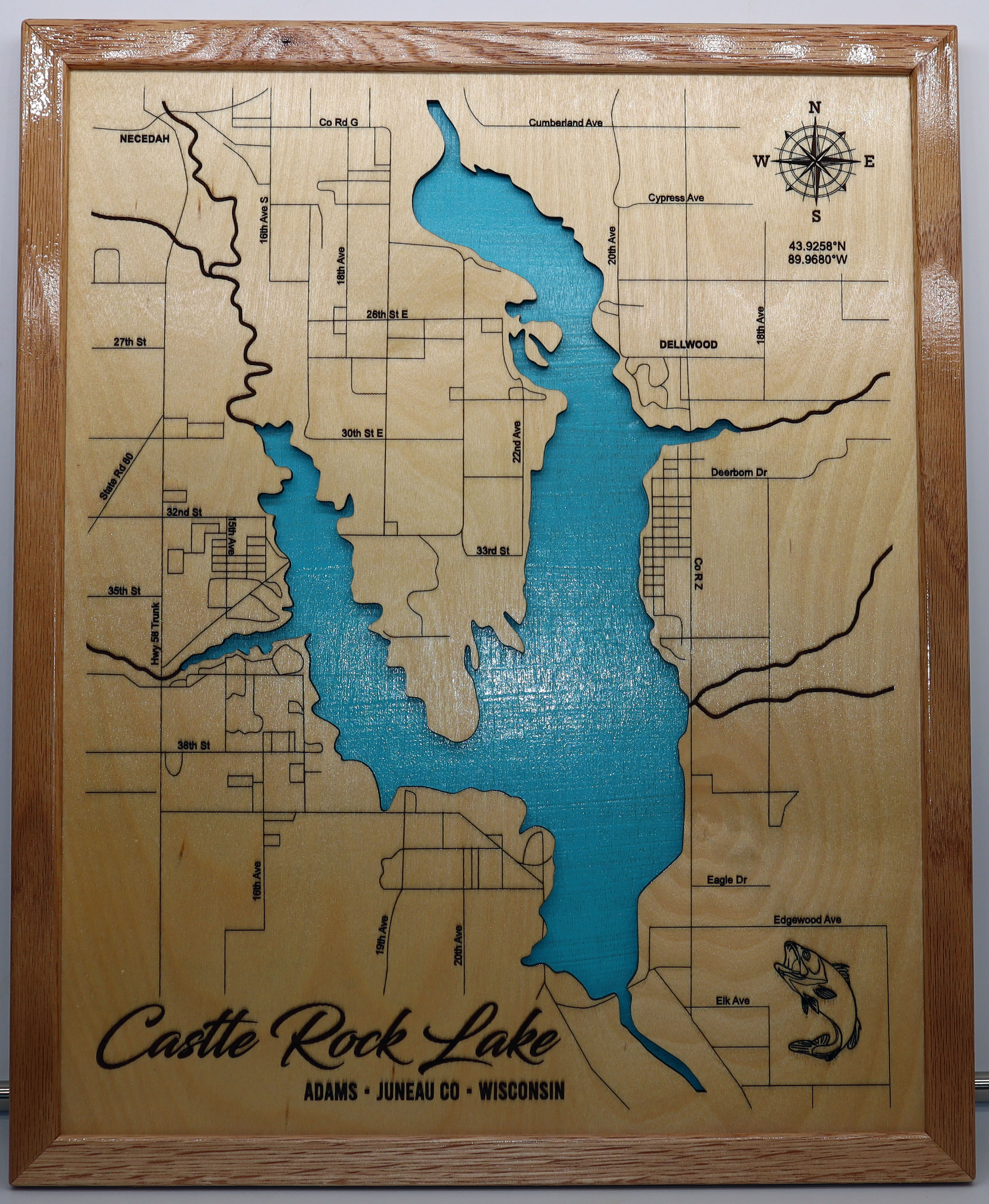 Castle Rock Lake CNC Map — handcrafted topographic detail